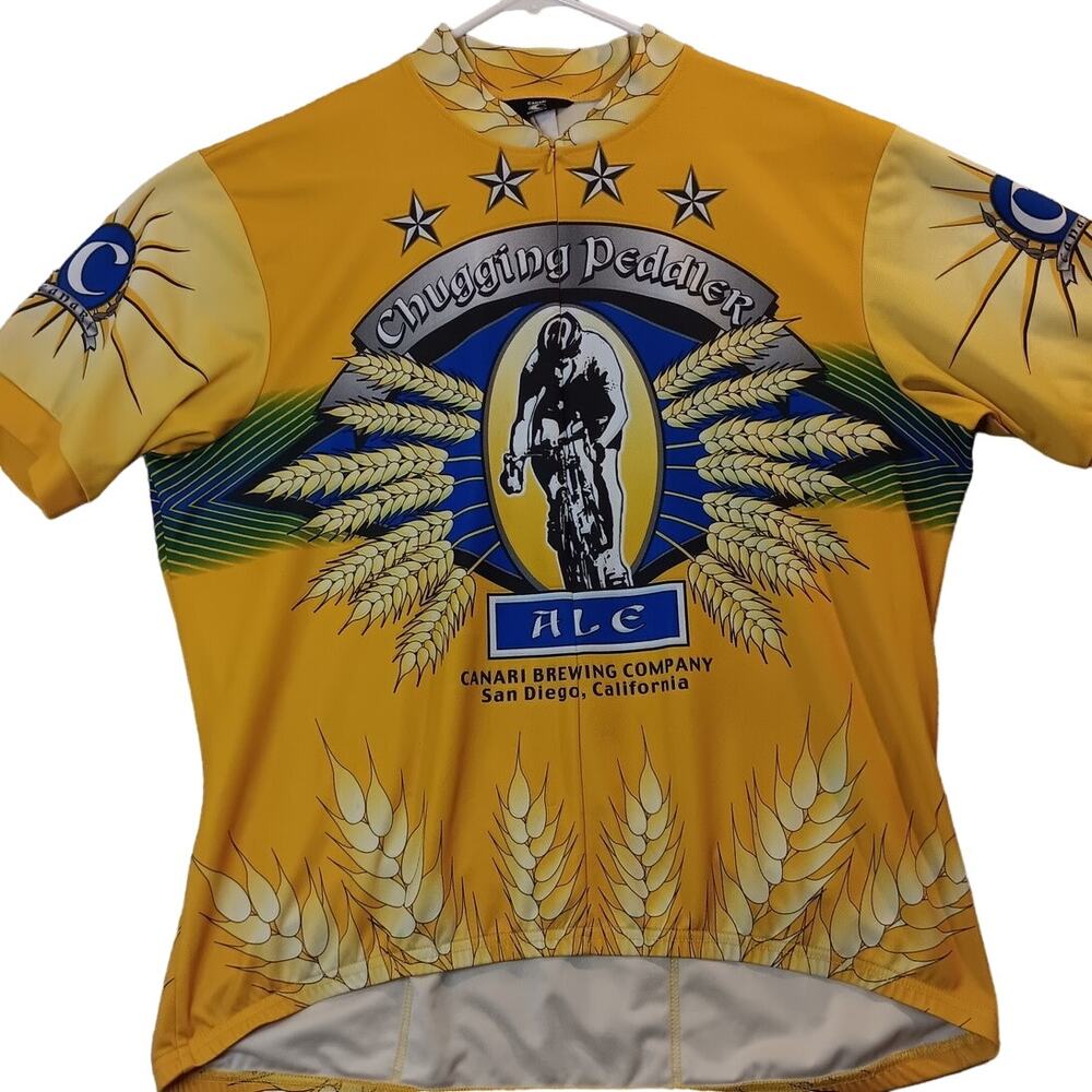 Canari Cycling‎ Jersey Mens XXL Yellow Vintage Chugging Peddler San Diego